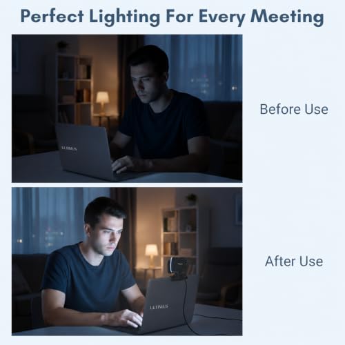 Image of Futopia LED Clip-On Light Universal Video Conference, Makeup & Photography | 3 Color Modes & Adjustable Brightness | USB-Powered Portable Light for Laptop, Phone, Monitor, Dressing Table & Mirror