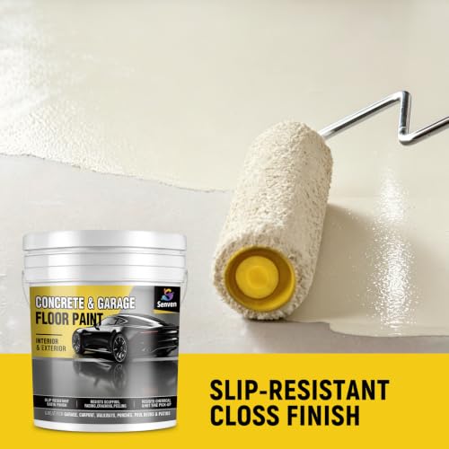 SENVEN Pintura para pisos de concreto y garaje Beige Blanco 1 galón, revestimiento para pisos de concreto interior/exterior con acabado semibrillante miniatura 3