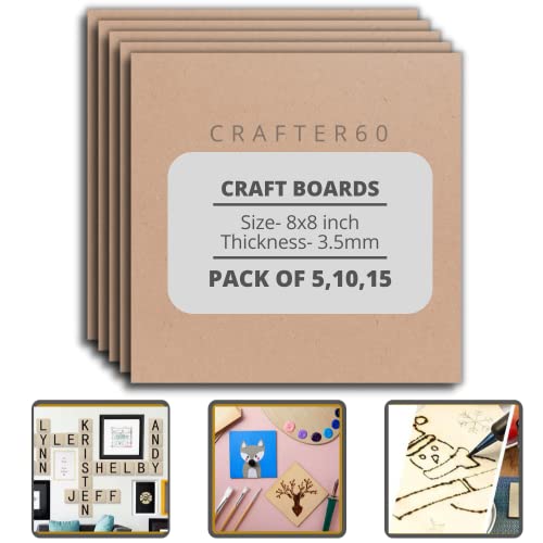 Image of Square MDF Boards for Art and Craft 8 inch-3.5mm Pine Wood Board Unfinished Round MDF Cutouts for Art and Craft for Resin Art, Mandala Art, Pyrography, Painting (8x8 Inch, 5)