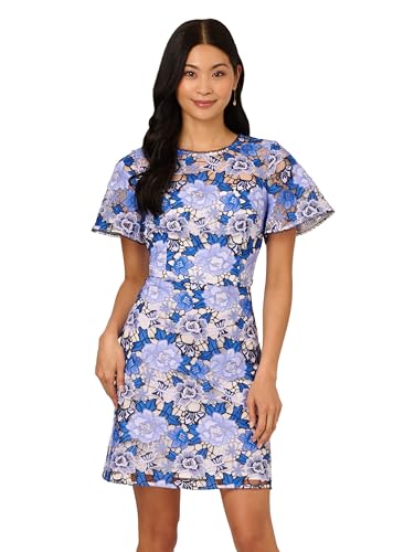 Adrianna Papell Women's Floral Embroidery Short Dress