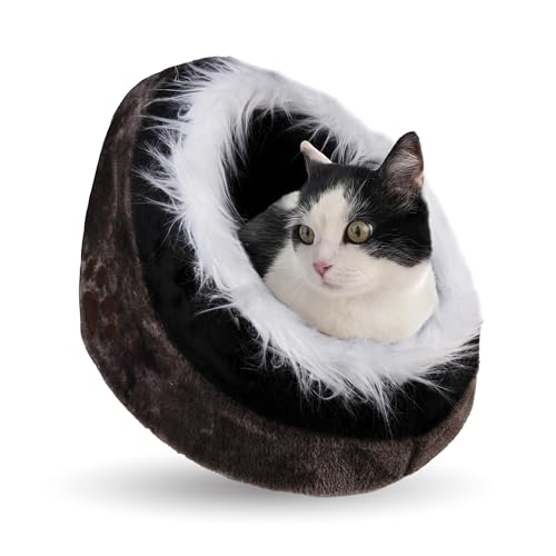 Crea ZAIRA - Cuccia per gatti Morbida Calda Lettino casa Letto Igloo Interno casetta cuccetta Chiusa per Gatto, Cani Piccoli, lettino Cuccioli.Nicchia nido per Gatti. (GRIGIO)