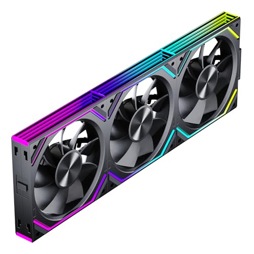 Jungle Leopard Interstellar-V2RS Daisy Chain RGB PC Fan 120MM Triple Pack,1850RPM/68CFM/2.4mmH2O,5V3PIN ARGB and 12V4PIN PWM Fan (Black Reverse Blade)
