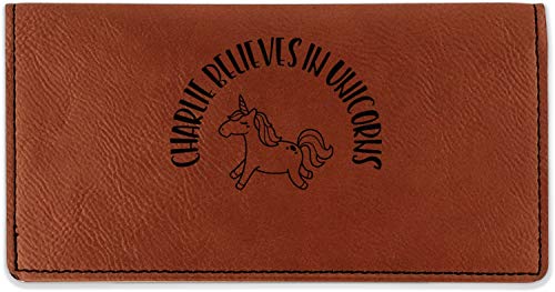 Personalized Unicorns Leatherette Checkbook Holder - Double Sided