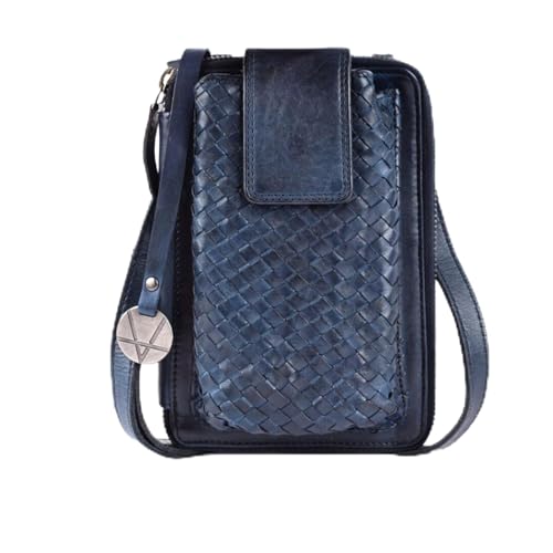 VILENCA HOLLAND Genuine Leather Small Crossbody Bags For Women Cell Phone Purse,Trendy Casual Travelling Bag With Adjustable & Detachable Strap (VL-375-Navy)