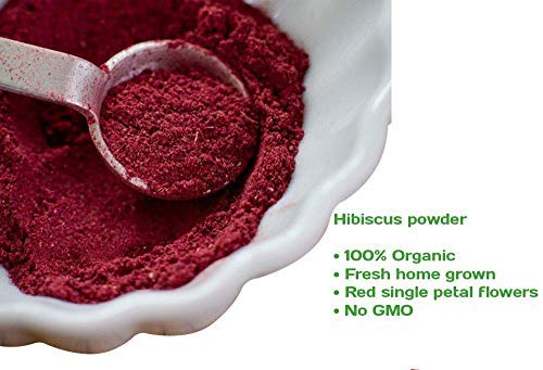 Miniatura 5 de Neotea Polvo de flor de hibisco, 100 % puro y natural en polvo de gudhal (Hibiscus Sabdariffa), para cuidado del cabello, paquetes de cara, té de