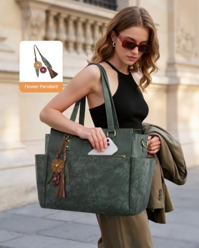Image of LOVEVOOK Laptop Tote Bag for Women, Vintage Work Teacher Bag with Clutch
