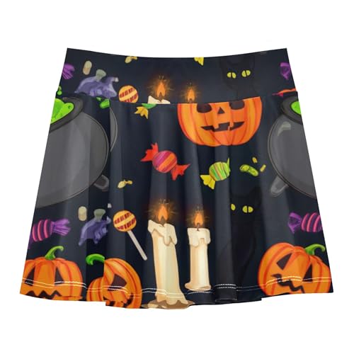 Halloween Pumpkins Girls Skorts Athletic Shorts Skirts with Shorts Flowy Flowy Skirt 3t
