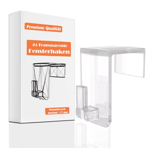 FYOJAIC Fensterhaken, Transparente Türhaken hängend (24 Stk), Haken für Fenster Deko, Aufhänger Fensterdeko, Lichterkette - zum Einhängen (Klemmbereich maximal : 17 mm) FYOJAIC Fensterhaken, Transparente Türhaken hängend (24 Stk), Haken für Fenster Deko, Aufhänger Fensterdeko, Lichterkette - zum Einhängen (Klemmbereich maximal : 17 mm)
