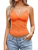 Avidlove Lace Camisole Tops for Women Y2k Tank Tops Sexy Spaghetti Strap Crop Sexy Going Out Top Orange