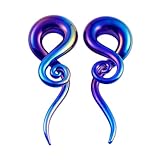 YOFANST 2 Stück Glas-Kegel, mehrfarbig, Spiralstecker, Piercing, handgefertigt, Aufhänger, Ohrmessgerät, 1,27 cm (4 G), 1,27 cm, Glas, Zirkonia