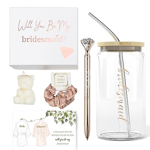 Heather & WIllow Bridesmaid Proposal Box with Bridesmaid Gifts | Bridesmaid Proposal Gifts for Wedding Registry, Bridal Gift Boxes with Lids | Bachelorette Party Favors Gifts & Bridesmaid Box Gift Box