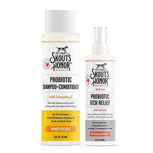 Skout's Honor Itchy Dog Kit (Honeysuckle) - Calms, Soothes and Hydrates Itchy, Irritated Skin