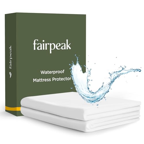 Fairpeak Waterproof Mattress Protector, Soft Breathable Noiseless Mattress Cover, Premium Fitted Sheet Style Against Spill, Deep Pocket Fitting Up to 15