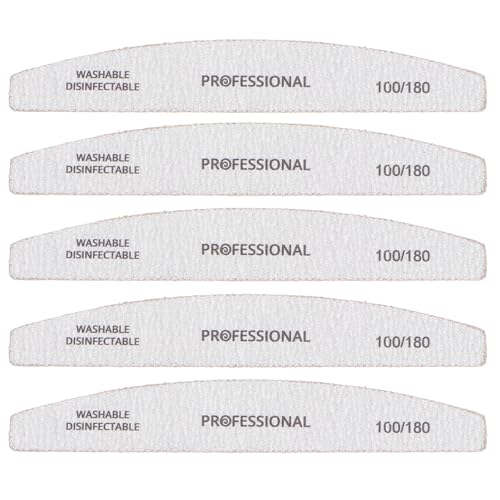 AKOOSY 5 Limas de Uñas Profesionales 100/180 Bloques para Lijar y Pulir Uñas Material Eva y Esmeril para Manicura y Pedicura