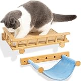 Material de calidad:Los estantes están hechos de bambú, que es más resistente que la madera normal, tiene un menor riesgo de rotura, tiene una mayor capacidad de carga y tiene una superficie lisa y sin rebabas que no rozará la piel de su gato al pasar o descansar.