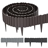Suusolny Holzoptik Rasenkante Kunststoff Beetumrandung Garten Holzmaserung imitiert Mähkante Palisade Flexibler Holzzaun Gartendeko Gartenpalisade Gartenzaun Umzäunung - Braun - 8 Stück - 4.6m
