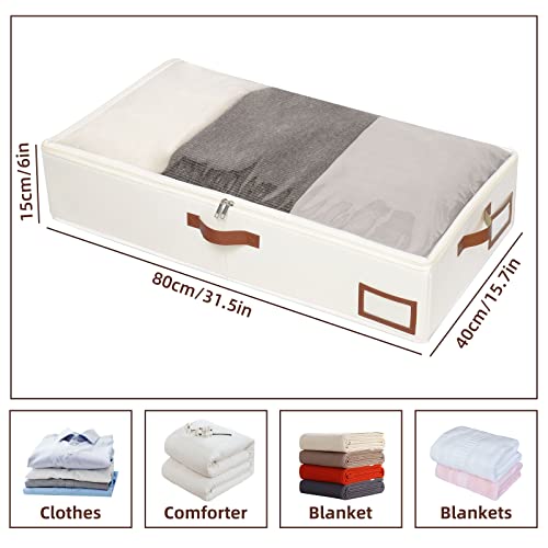 Yawinhe Under Bed Storage Containers, 4 Pack Under Bed Clothes Organizer With Sturdy Zipper, Clear Window And Reinforced Handles, For Blanket, Comforter, Bedding, 31.5X15.7X6In, Beige Snh001Bel-4 #TOP5
