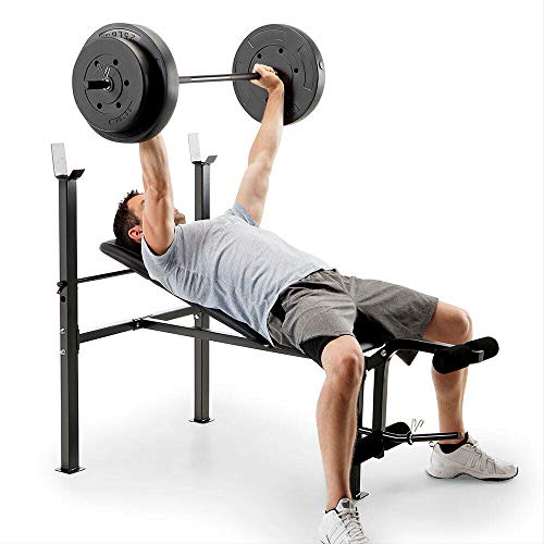 300Lbs Sturdy Construction Competitor Pro Home Gym Standard Adjustable Weight Bench With 80 Pound Set Can Be Used For Legs, Preacher Curls, Bench Press, And More Suitable For Home Gym Setups