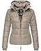 Produktbild Marikoo Damen Jacke Stepp Jacke Kapuze abnehmbar Outdoor Jacket SLE (XL, Taupe)