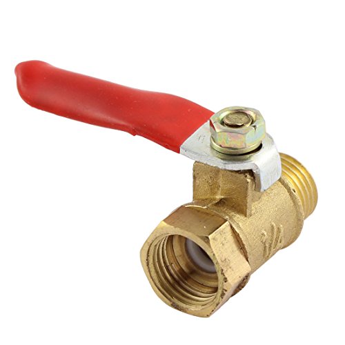 Sourcingmap Ball Valve Shut-Off Valve, 1/4BSP Male to 1/4BSP Female Thread, Pipe Tubing Fittings, 50mm Operation Handle
