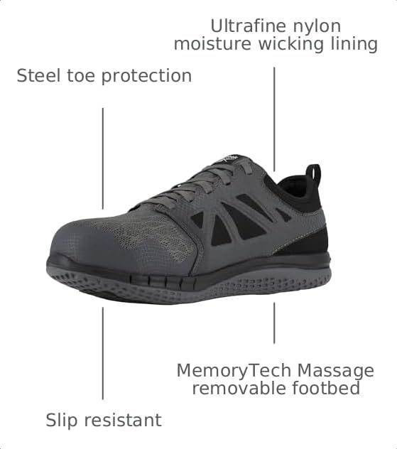 Image of Reebok Work Men's Zprint Steel Toe Athletic Work Shoe Grey - 10.5 Medium