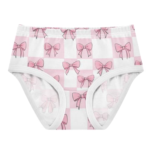 Wusikd Pink Bows White Checkered (2) Girls' Underwear Cotton Girls Briefs Soft Toddler Underwear 2T