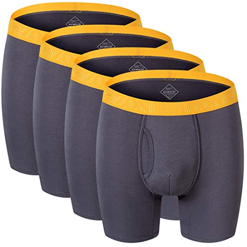 ZONBAILON Mens Bamboo Underwear, Boxer Briefs for Men Pack of 4, Grey 4-pack, X-Large