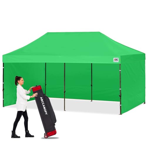 Image of ABCCANOPY Heavy Duty Easy Pop up Canopy Tent with Sidewalls 10x20, Kelly Green