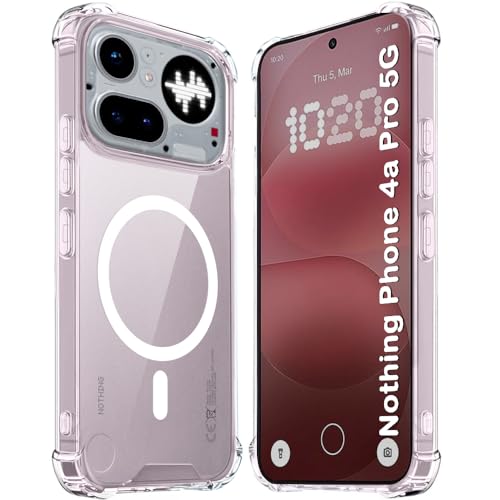 Image of TheGiftKart Shockproof Ultra-Hybrid Back Cover Case for Nothing Phone 4a Pro 5G Compatible with MagSafe | 360 Protection | Crystal Clear Hard Cover Case for Nothing Phone 4a Pro (Transparent Bumper)