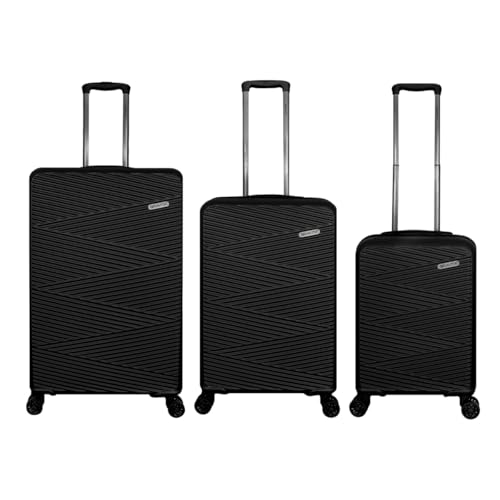 La Mejor Selección de Venta maletas . 44 Juego de 3 Maletas de Viaje Rigidas con Ruedas 360 y Candado TSA, Diseño Texturizado con Doble Agarradera y Doble Cierre. (Negro2)