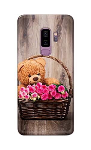 Image of PRINTFIDAA Roses and Teddy Bear in The Wicker Hard Back Cover for Samsung Galaxy S9 Plus, G965F, G965F /DS, G965U, G965W, G9650 Back Cover -(P6) KAT1004