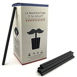 La Manufacture Papieren rietjes, 140 grote zwarte rietjes, biologisch afbreekbaar, voor dranken met en zonder alcohol…