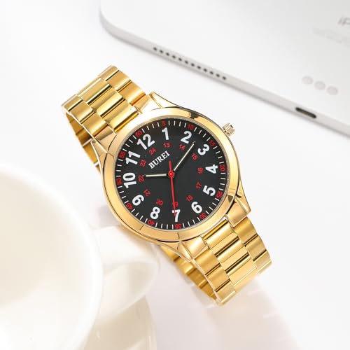 Image of BUREI Men's Wrist Watch, Analog Stainless Steel Dress Waterproof Quartz Watch for Men with Japanese Movement,Refined Gifts for Men, Boyfriend, Husband, Dad