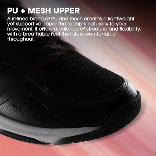 Image of HNDRD Hyperspeed Badminton Shoes (Non Marking) Indoor Sports | All-Day Comfort & Support | Cloud-Cushion Midsole | Active Grip Sole | Effortless Control (White /Crimson ; UK 11)