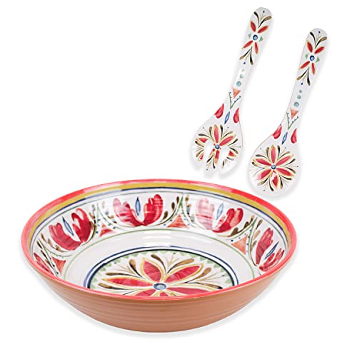 Purely Home Mediterranean - Outdoor/Camping/Picnic - Melamine/Plastic Salad Bowl & Servers Set