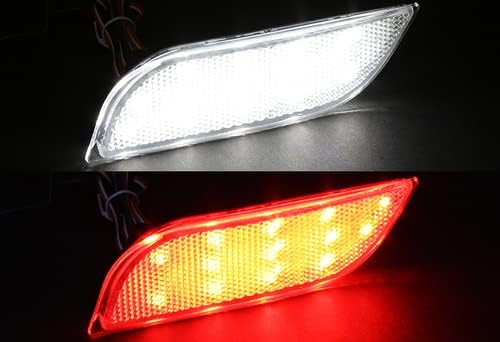 Pair LED Rear Bumper Reflector Brake Stop Light Compatible with 2008-2015 Subaru Impreza & Compatible with 2013 2014 Subaru WRX STI & Compatible with 2013-2015 Subaru XV Crosstrek (Clear Lens)