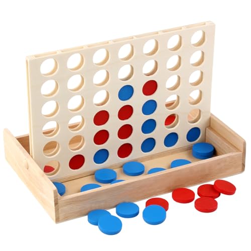 ZUNIPLEX Conecta 4,Four Wins Classic, Juego de Viaje 4 Wins, Juego de Madera 4 en Raya, Juguete Educativo para niños, Juego de Estrategia para niños 3 4 5 6 7 8