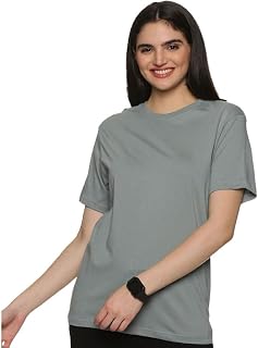 zenifit Women’s Plain Grey Cotton T-Shirt – Soft Breathable Fabric, Classic Round Neck, Regular Fit Casual Top Size -S │(C... Price In India