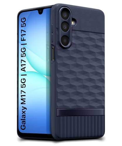 Image of WOW IMAGINE Back Cover for Samsung Galaxy M17 5G | A17 5G | F17 5G with Hexa Cube Design | Ultra Slim Soft Rubberised Case | Inner Velvet Fabric | Flexible Mobile Case | Camera Protection - Blue