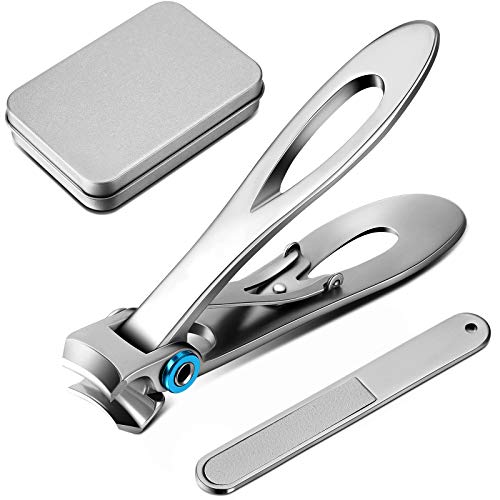 2 Pieces Thick Toenail Clipper for thick nails Wide Jaw Opening Nail Cutter Oversized Thick Nail Clippers Nail File Set Toenail and Fingernail Trimming Tools for Men and Women