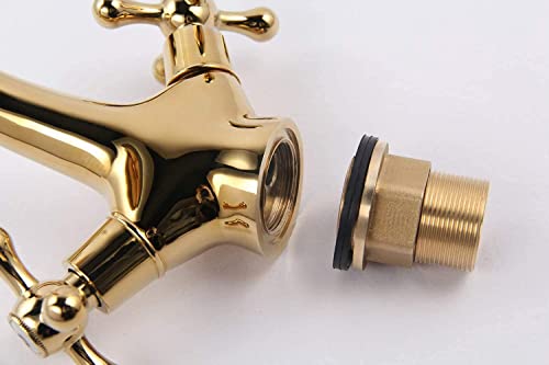 Grifo monobloc de latón para lavabo con doble manija reguladora de temperatura 2