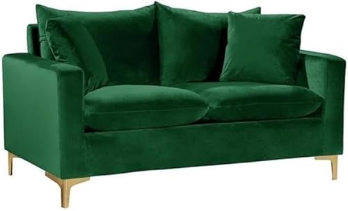 Miniatura 1 de Meridian Furniture Naomi Collection Modern  Sofá biplaza tapizado de terciopelo verde contemporáneo con base de acero inoxidable en un acabado