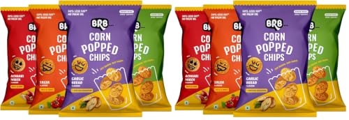 Image of BRB Corn Popped Chips - 4 Flavours | Not Fried. Not Baked | 30% Less Oil, No Palm Oil, Healthy Snack | 4 x (48g / 51g) Combo Pack (weight may vary) (Pack of 2)