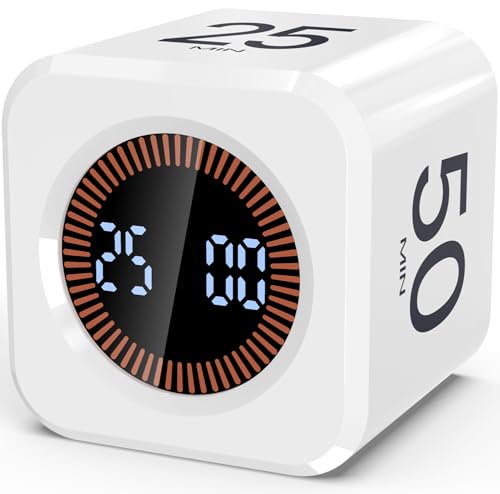 COWVTUJ Digital Pomodoro Timer Cube 5/10/25/50min, Visual Productivity Flip Timer