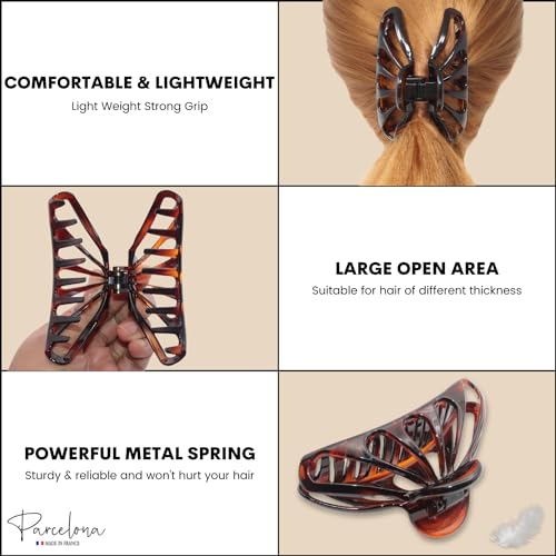 Parcelona French Large Raindrop Claw Clip 4″ (Tortoise Shell) — view 2
