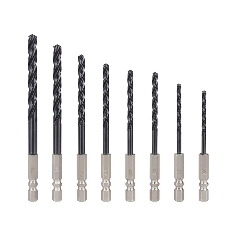 Brocas helicoidales, broca de metal, 8 piezas 3-6,5 mm M35 Ranura espiral cobalto 3 flautas Vástago hexagonal for hierro fino acero inoxidable