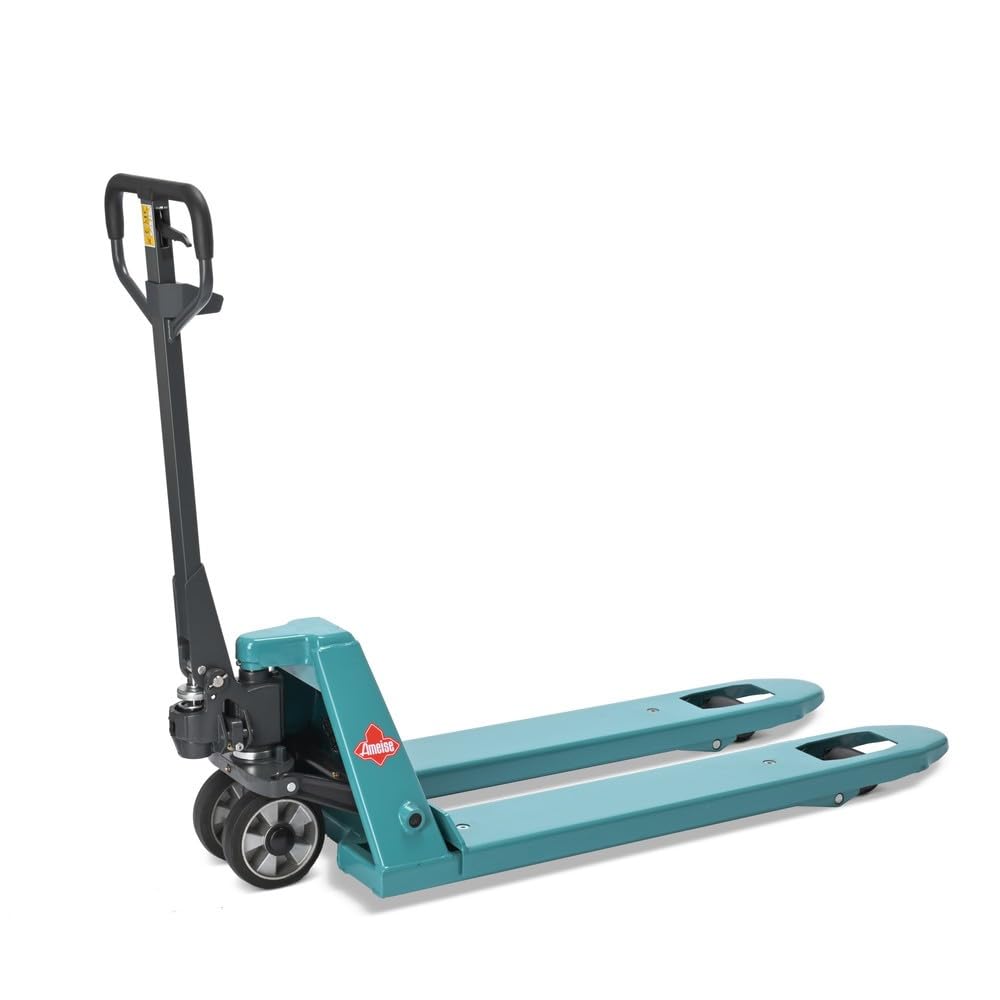 Ameise Hubwagen PTM mit Waage am Deichselkopf | Display mit 0,5/1 kg Schritten | 2.000 kg Tragkraft | 1.150 mm Gabellänge | Vollgummi Lenkrad| Polyurethan Einfach-Gabelrollen | Schnellhub bis 120 kg