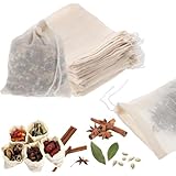 MUYYIKA お茶バッグ 使い捨て空の袋 ティーバッグ 巾着袋 綿ガーゼ袋煎じ薬残渣分離コットンフィルターバッグ ファブリックフィルター ティー 着付き 天然 ルースリーフティー＆コーヒー用 (6X8CM-50枚セット)
