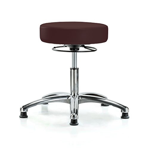 Image of Perch Chrome Medical Stool, 360 Ring, Glides, 18 inch-23 inch, Burgundy Fabric