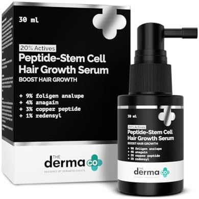 The Derma Co 20% Actives Peptide Stem Cell Hair Growth Serum-30Ml|With 9% Foligen Analupe|4% Anagain|3% Copper Peptide|1% Redensyl|Boosts Hair Growth|Promotes Healthy Scalp|For All Hair Types